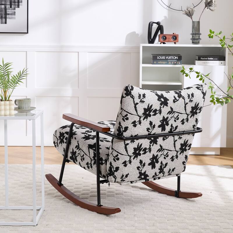 Modern Accent Chair Arm Chair Living Room Rocking Chair Metal Frame