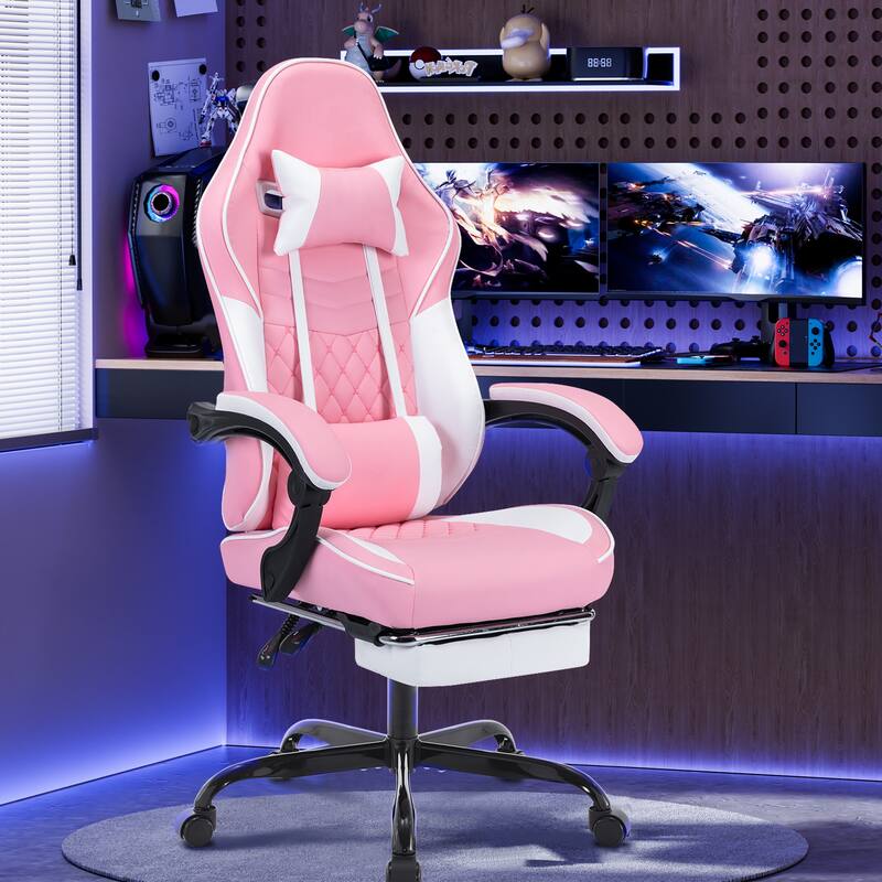 Ergonomic Video Gamer Chairs,Computer Gaming Chairs with Massage Lumbar Support and footrest,Computer Chair Adjustable Headrest