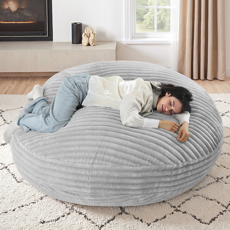 5-foot Round Plush Corduroy Convertible Bean Bag Chair Lounge