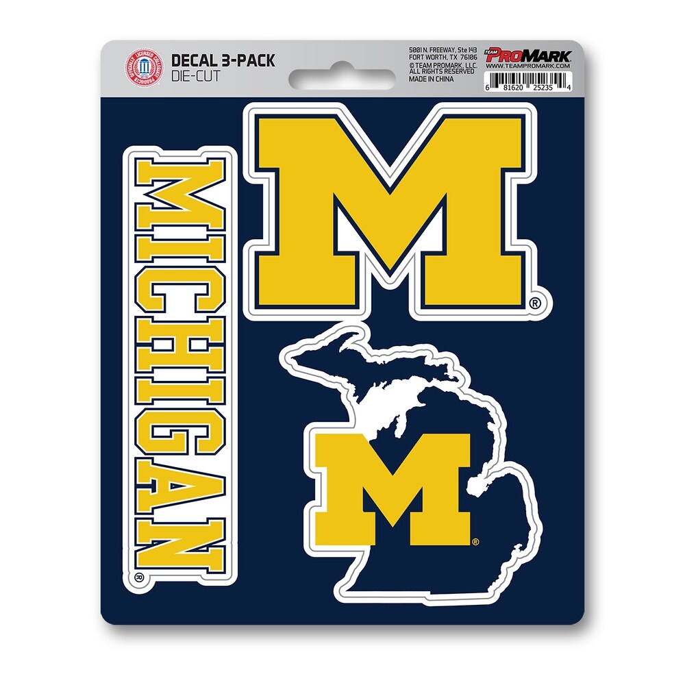 University of Michigan 3 Piece Decal Sticker Pack (Universal – Universal – Universal)