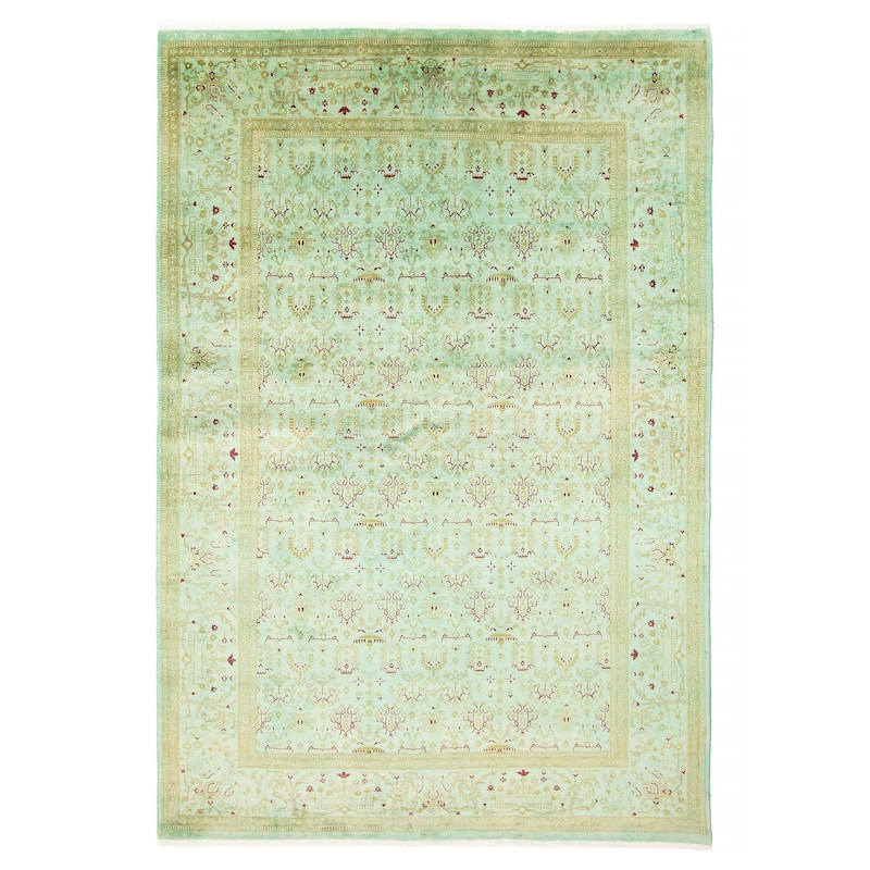 ECARPETGALLERY Hand-knotted Vibrance Green Wool Rug - 5'8 x 8'6 - Light Green - 5'8 x 8'6