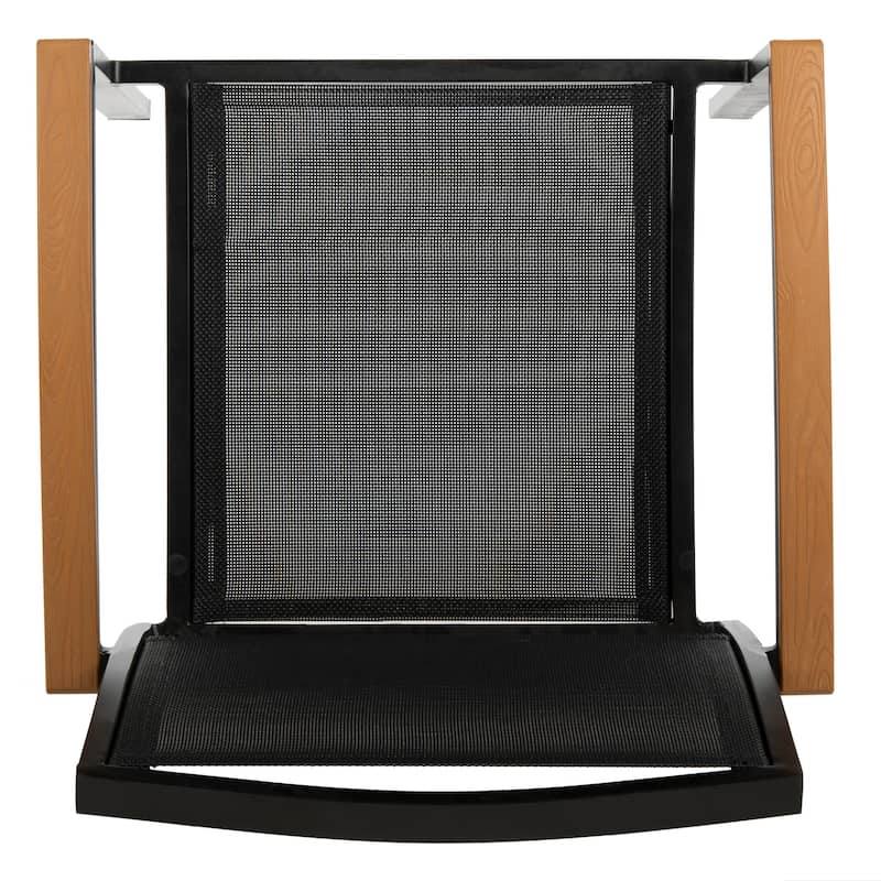 SAFAVIEH Outdoor Alexys Chair - Black / Brown (Set of 2) - 22Wx21Dx33H