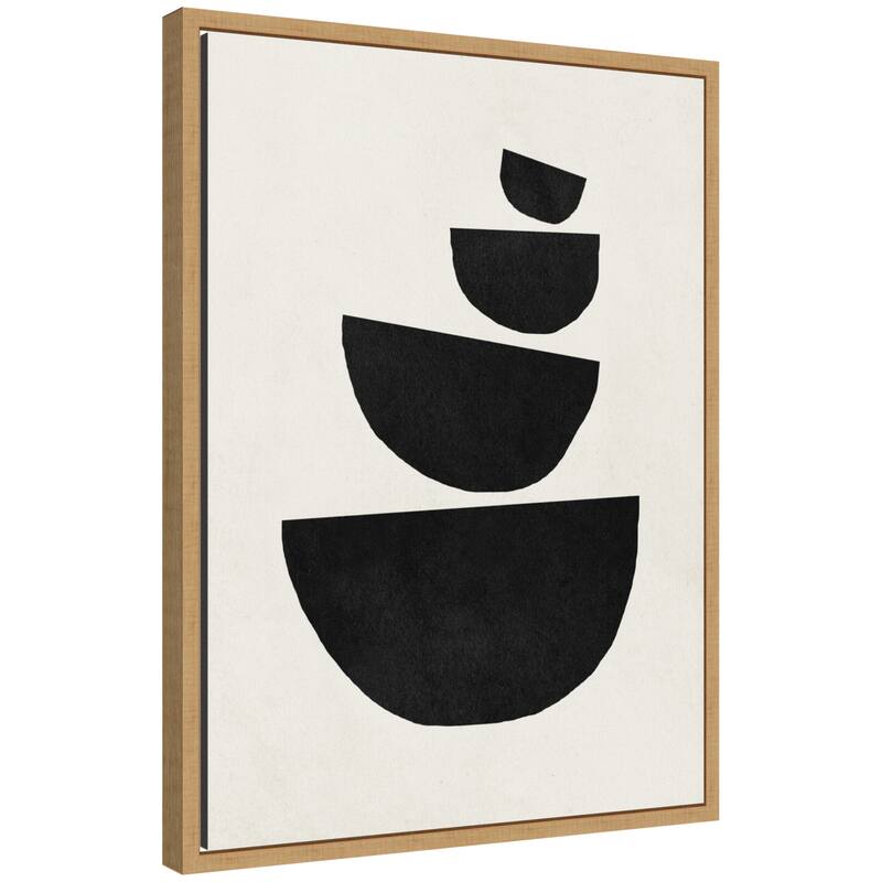 Kate and Laurel Sylvie Black Geometric Abstract 1 Framed Canvas by July Art Prints - 18x24 - Brown