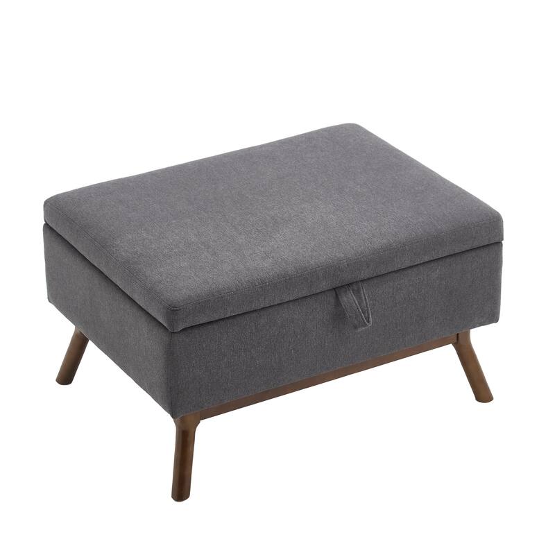 Mid-century modern square coffee table storage bench, assembled, suitable for living room