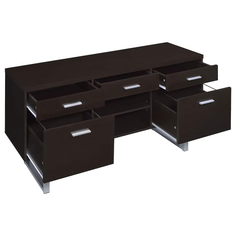 Lawtey 5-drawer Home Office Storage Credenza Cappuccino - 60.00" x 15.50" x 30.00"