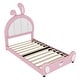 preview thumbnail 7 of 22, Twin Size Upholstered Platform Bed with Ribbit Shaped Headboard, Cute Animal Shaped Bed Frame with Bed End Storage Pocket