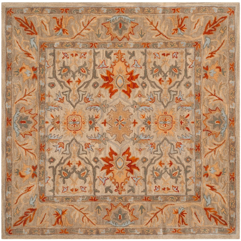 SAFAVIEH Handmade Antiquity Fenella Traditional Oriental Wool Rug - 6' Square - Beige/Multi