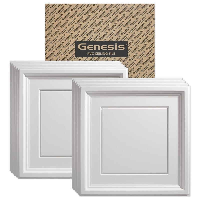 Genesis Icon Coffer White 2 x 2 ft. Lay-in Ceiling Tiles