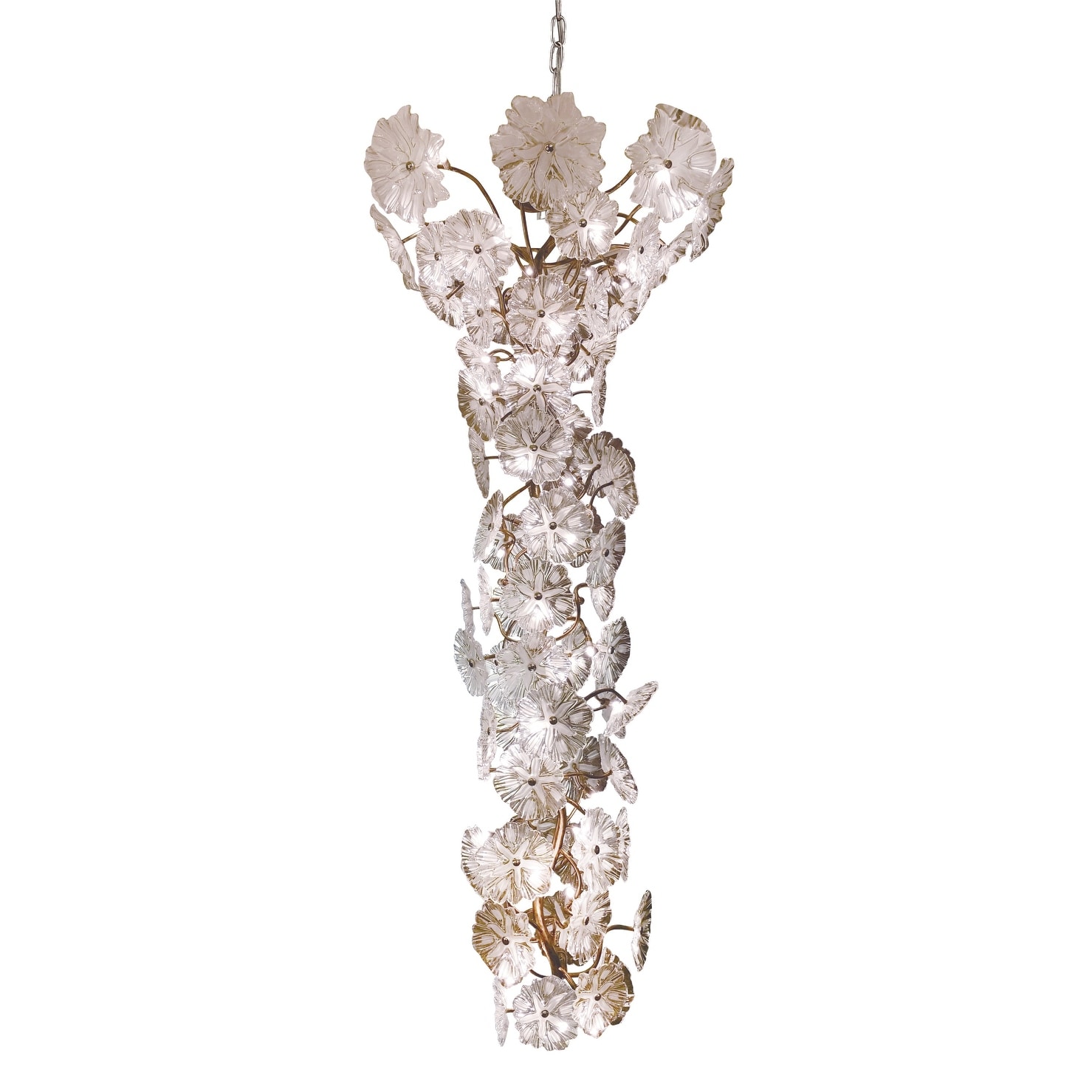 Eclectic 36-Light Antique Bronze Chandelier With Glass Flowers - Antique Bronze