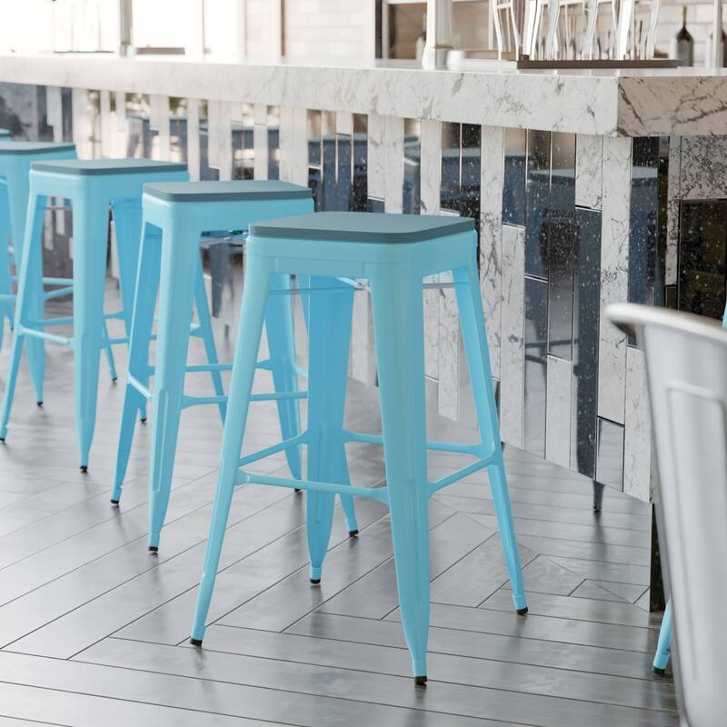 All-Weather Backless Commercial Bar Stool with Poly Resin Seat