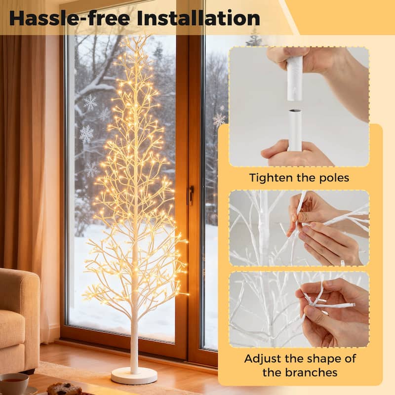 Costway 6 FT Lighted Birch Tree with 320 White Light LED Lights - See Details