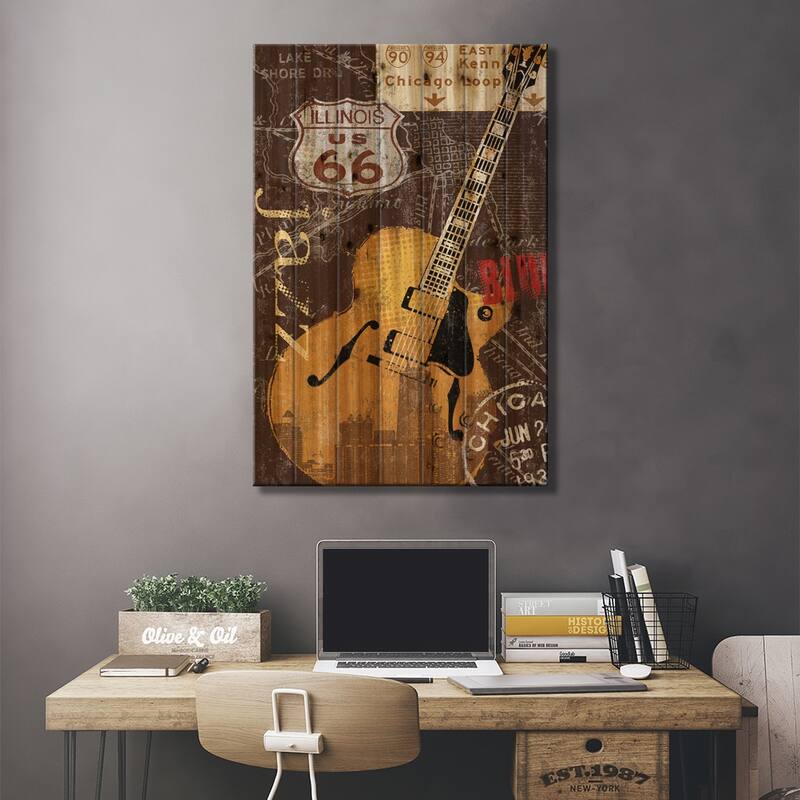 Chi-Town Print On Wood by Keith Mallett - Multi-Color