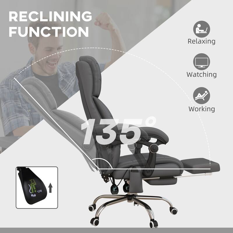 Black PU Leather Big and Tall Executive Office Chair Heavy Duty Ergonomic Desk Chair with Adjustable Height Tilt Function