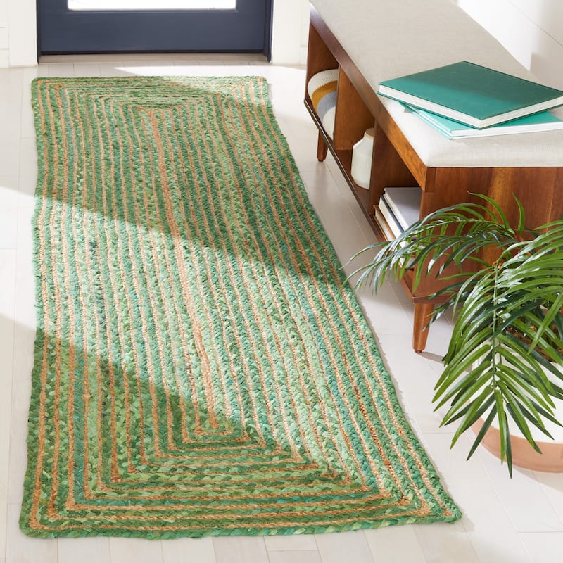 SAFAVIEH Handmade Cape Cod Marget Boho Coastal Jute Rug - 2'3" x 8' Runner - Green/Natural - Runner