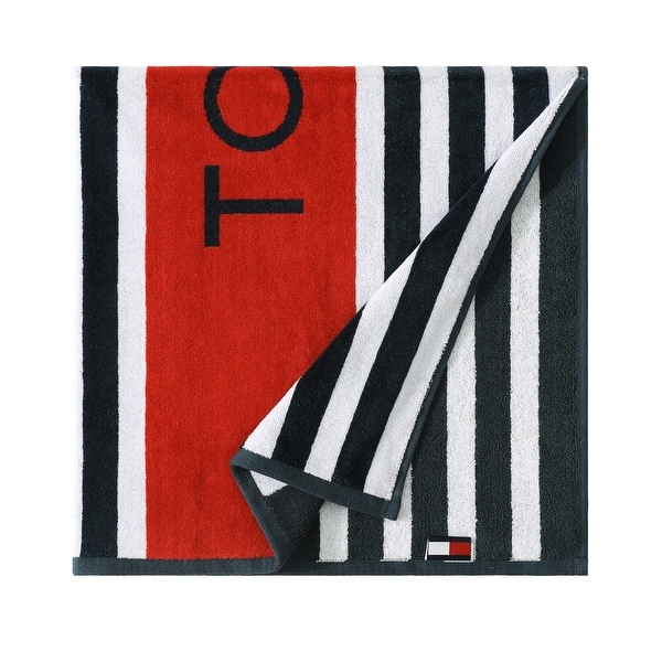 Tommy Hilfiger Printed Cotton Beach Towel - 36 x 68 - Bed Bath