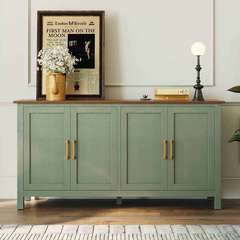 4-Door 59.4" W Sideboard Buffet Cabinet - Green
