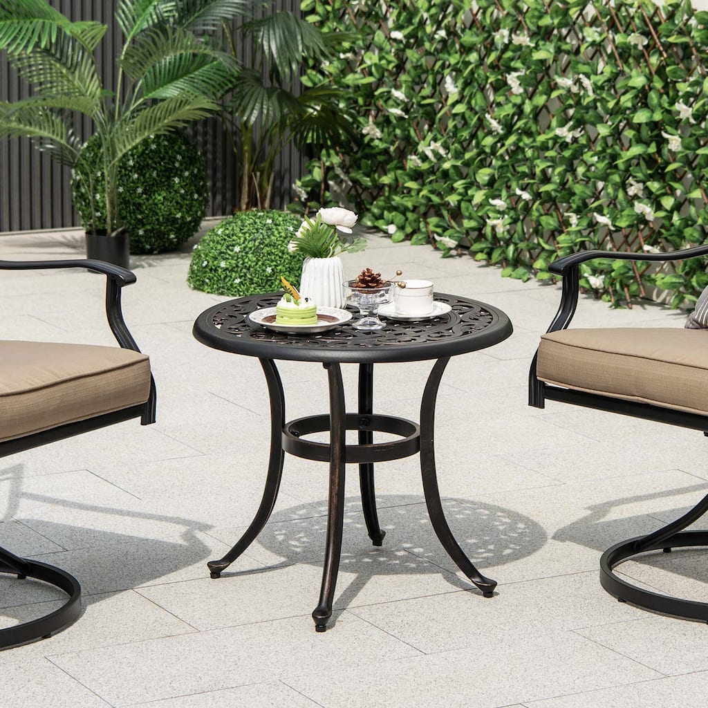 Costway 24" Patio Side Table with Adjustable Footpads Round Cast - See Details