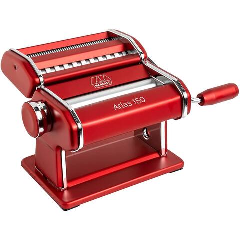 Marcato Atlas Hand Crank Pasta Machine Red w/ Pasta Cutter