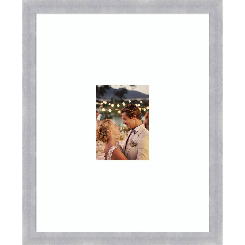 Grace Brushed Gold Narrow Framed Picture Frame, Photo Frame - 16x20 Matted White 5x7 - Grace Brushed Nickel Narrow
