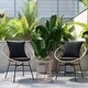 preview thumbnail 4 of 22, Indoor/Outdoor Rattan Rope Bistro Set, Glass Top Table & Cushions Tan/Black