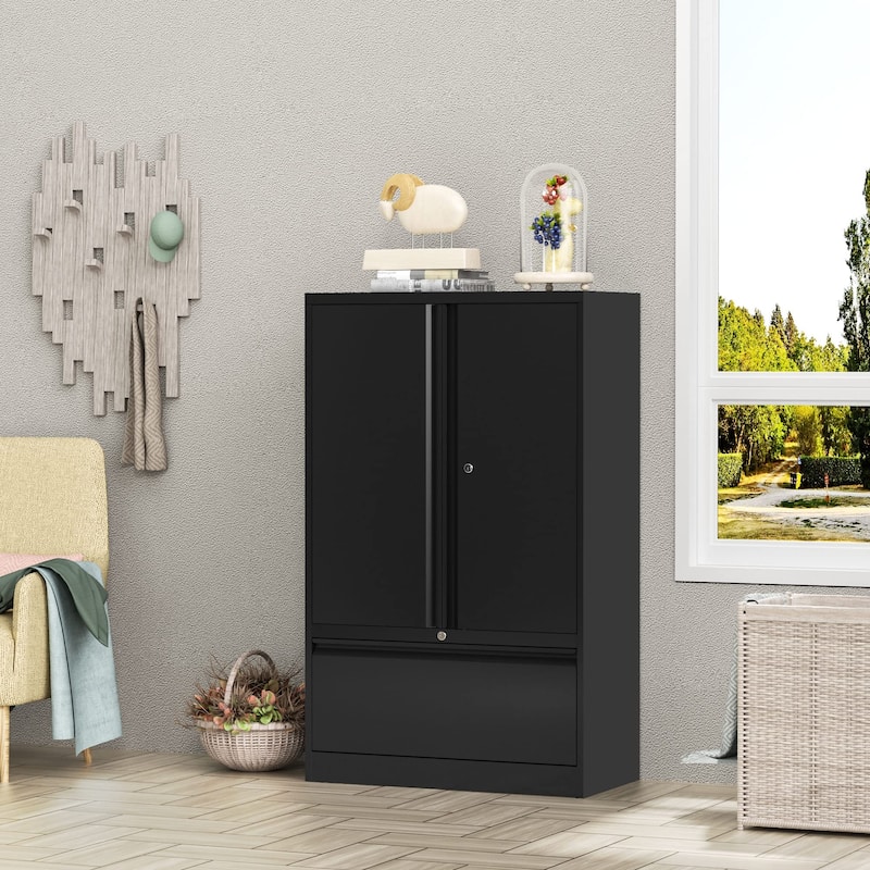 Modern File Cabinets for Home Office with Drawers - N/A - Black