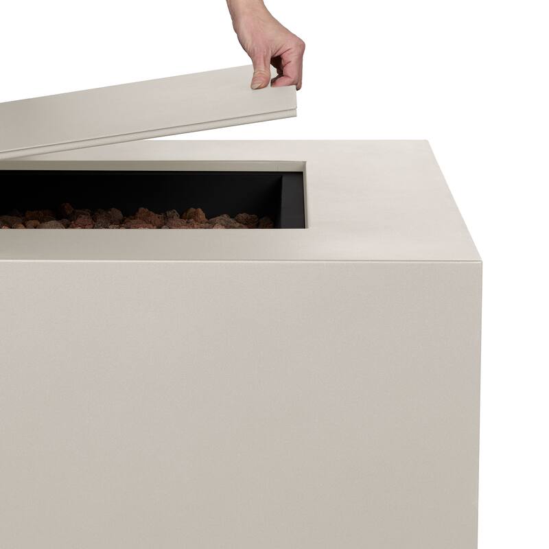 Aegean 50" Rectangle Gas Fire Table in Weathered Slate by Real Flame