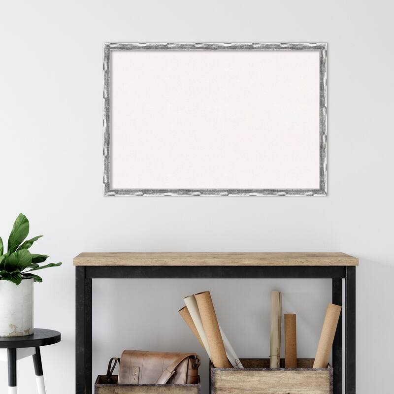 Scratched Wave Chrome Framed White Corkboard Bulletin Board