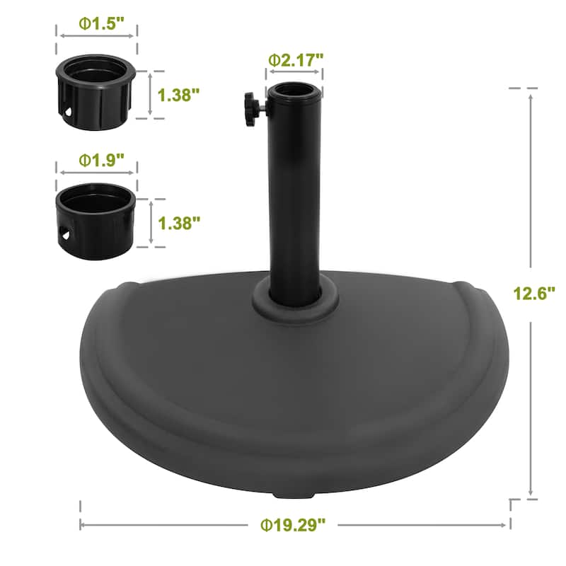 Patio 17.7’’ Half Round Umbrella Base, Weight Up to 20.9 LBS
