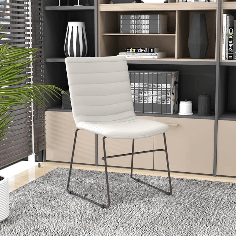 Zylar Modern Leather Guest Chair with Lumbar Support, Stainless Steel Base, High-Density Foam, Floor Protectors, 300 lb Capacity