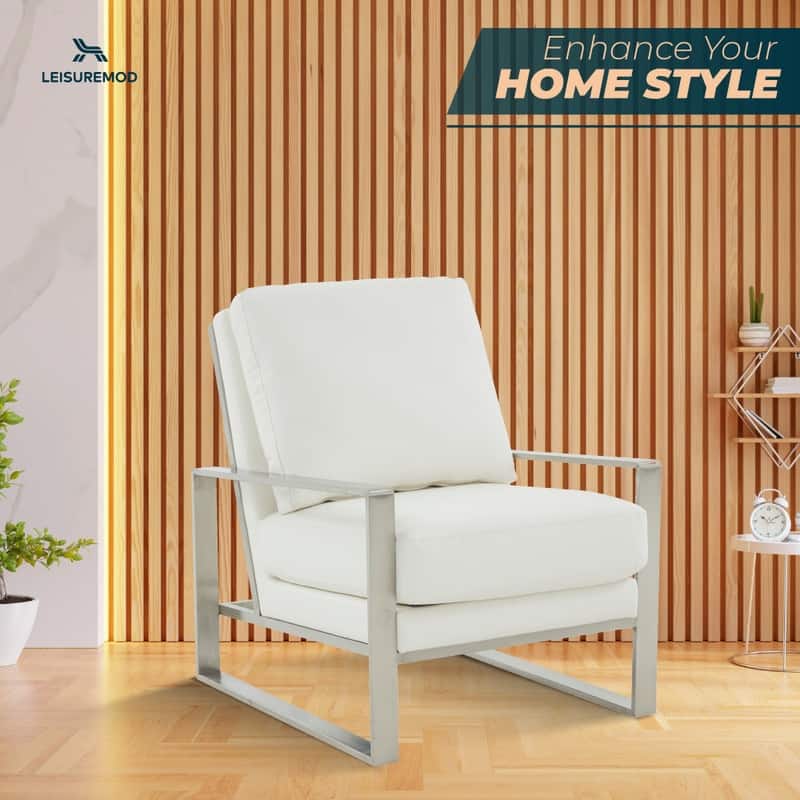 Jefferson Modern Velvet Accent Chair with Brushed Silver Frame, Plush Cushions, and Scratch-Resistant for Home or Office - 29.2