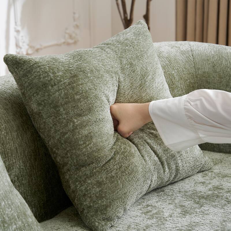 Full Compression L-Shape Sectional Sofa with Curved Chaise, Modular Chenille Couch, Compression Sofa