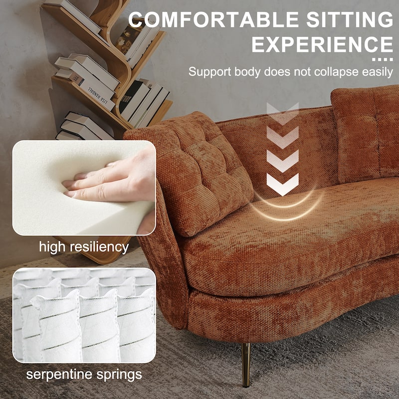 Polyester Loveseat Upholstered Sofa With Gold Metal Legs