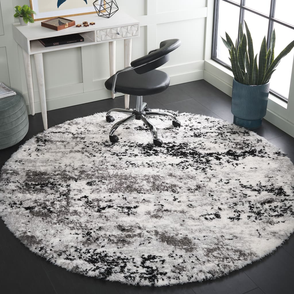 SAFAVIEH Lindsay Shag Nancie Modern Abstract 2-inch Thick Rug - 6'7" Round