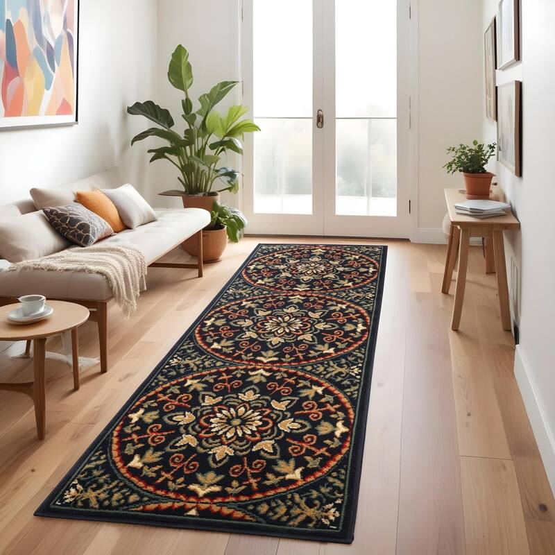 Superior Abstract Geometric Medallion Power-Loomed Indoor Area Rug