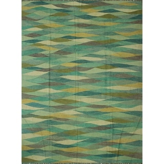 8'1 x 9'6 Noori Rug Hand-Woven Winchester Kilim Dahlia Green/Charcoal Rug