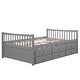 preview thumbnail 7 of 22, Wood Daybed Frame Full Size Sofa Bed with Pull-out Trundle Bed, Wood Slat Support & 3 Storage Drawers, for Livingroom Guest Room