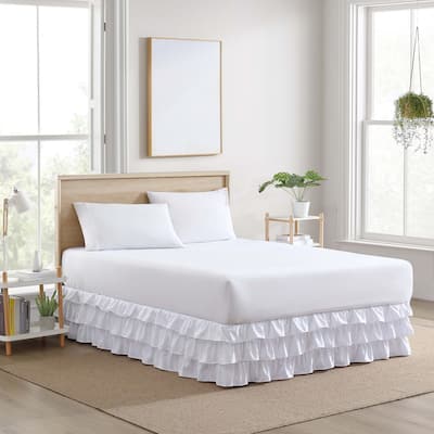Poppy & Fritz Solid White Tiered Ruffle Bedskirt