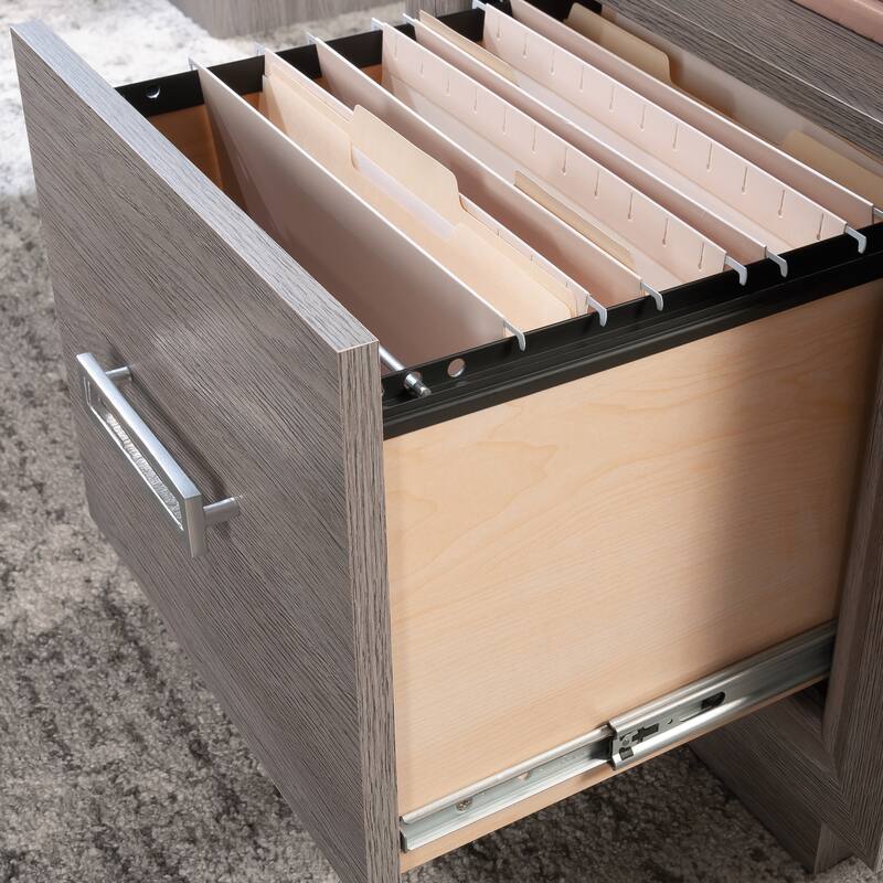 Wood L-Shaped Desk with Integrated Storage, Brown