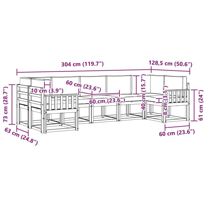vidaXL Outdoor Sofa Set with Cushion 7 pcs Natural and Anthracite