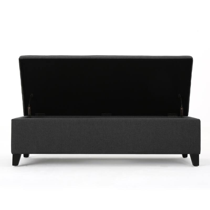 50.5 Inch Storage Ottoman Bench Rectangular Ottoman Foot Rest with Hinged Lid and Solid Wood Legs, Modern Entryway Bench