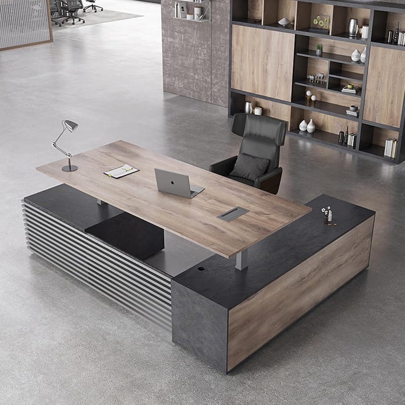 WESOME L-Shaped Executive Desk Adjustable Height with Universal Charging Ports Drawers and Cable Management - 78.74"D x 86.61"W - Left Return