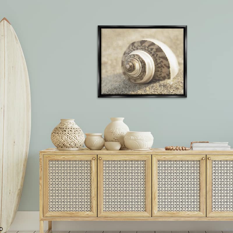 Stupell Neutral Tone Seashell Framed Floater Canvas Wall Art Design By Dora Rotondella