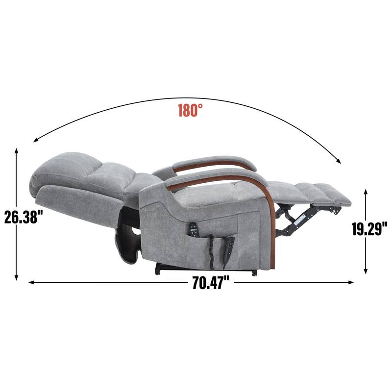 Power Lift Recliner Chair Dual Motor Infinite Position with Solid Wood Armrests, Heat Massage and Heavy Duty Motion Mechanism