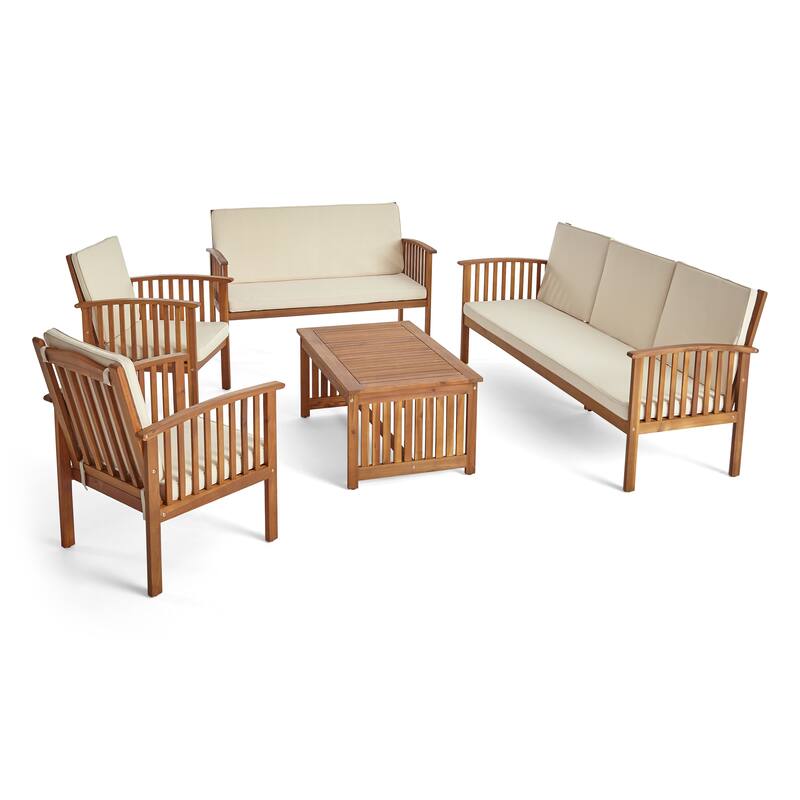 Carolina Outdoor 5-pc. Acacia Conversational Set by Christopher Knight Home