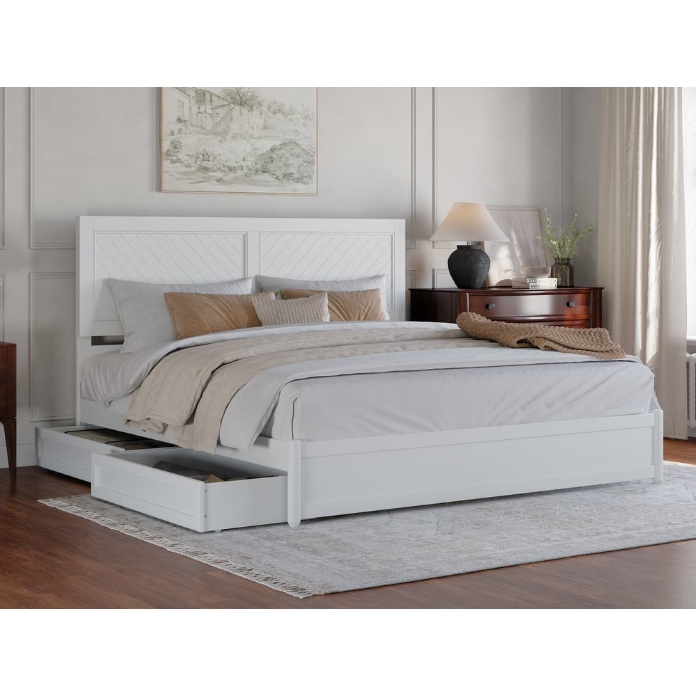 Clayton Platform Bed with Panel Footboard and Storage Drawers