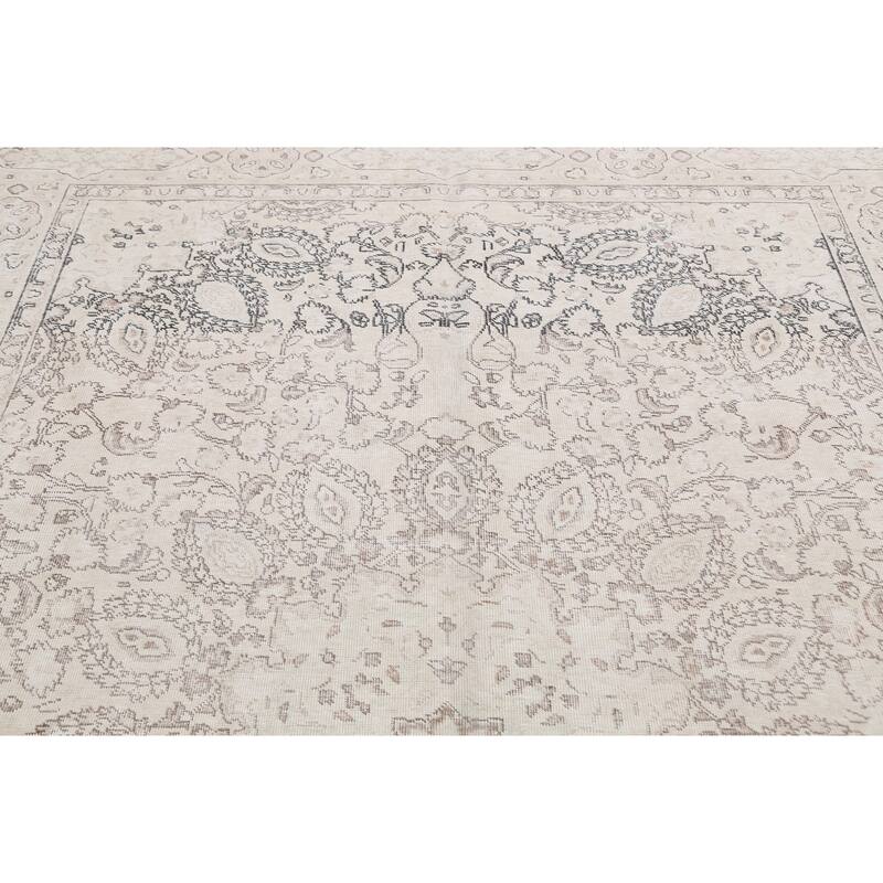 CLEARANCE Distressed Muted Tabriz Persian Wool Area Rug Handmade - 6'9" x 9'10"