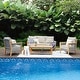 preview thumbnail 1 of 24, Cambridge Casual Nassau 4-Piece Teak Wood Outdoor Conversation Set Natural Teak/Biege Cushion