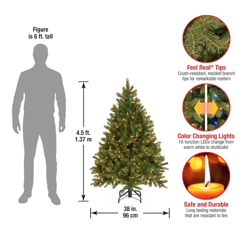 National Tree Company 4.5 ft. Downswept Douglas Fir Tree with Dual Color LED Lights - 4.5 Foot