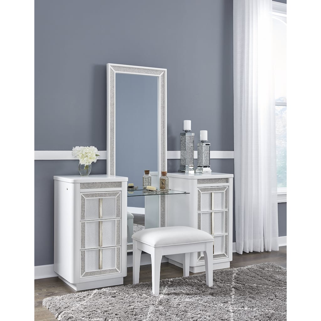 Signature Design by Ashley Chalanna White Vanity - 62.5" W x 18" D x 33.75" H