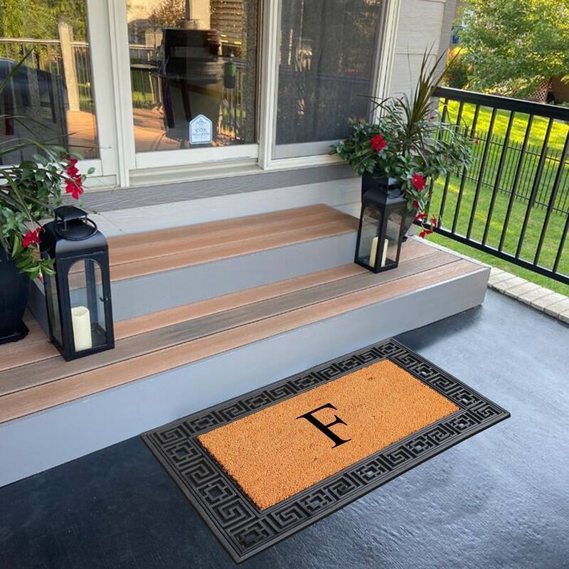 A1HC First Impression Carson Rubber and Coir 24" X 36", Heavy Duty, Easy to Clean Outdoor Monogrammed Doormat